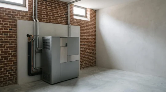 Installation moderne de chauffe-eau dans un environnement résidentiel belge