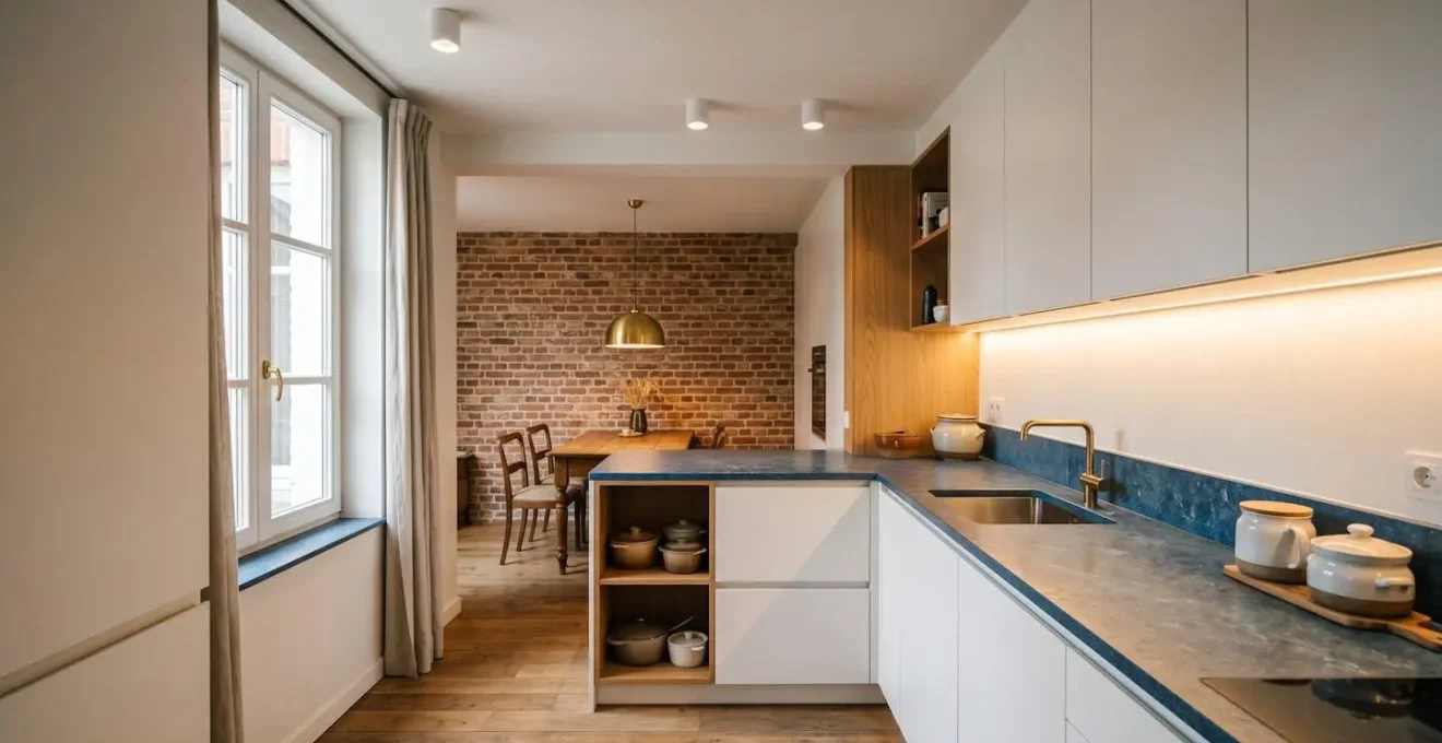 Cuisine belge contemporaine avec éclairage LED modernisé sans rénovation électrique