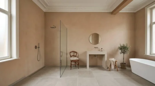 Installation élégante d'une douche à l'italienne dans une salle de bain belge rénovée avec sol de plain-pied