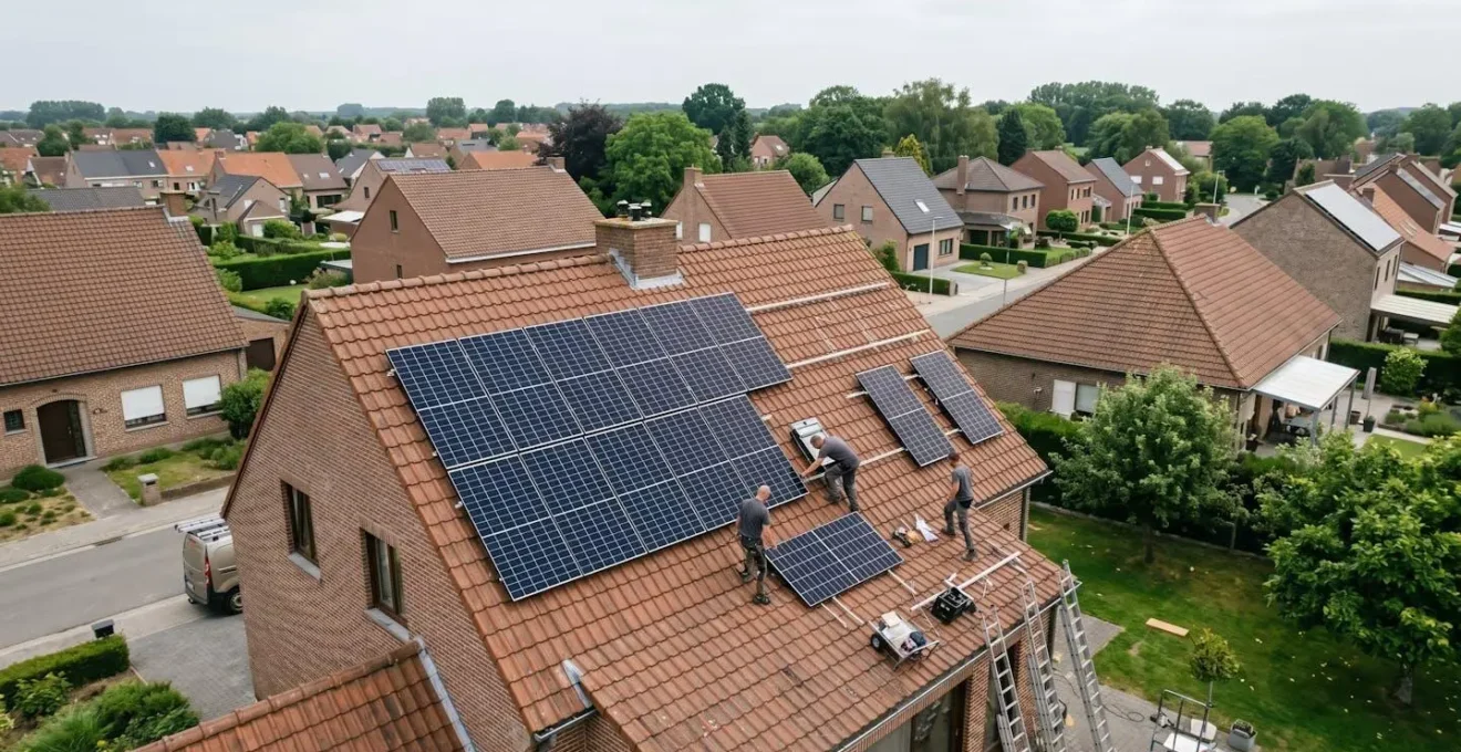 Installation de panneaux solaires photovoltaïques sur une toiture résidentielle en Belgique