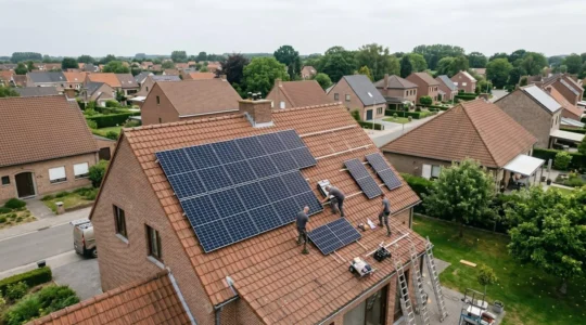 Installation de panneaux solaires photovoltaïques sur une toiture résidentielle en Belgique