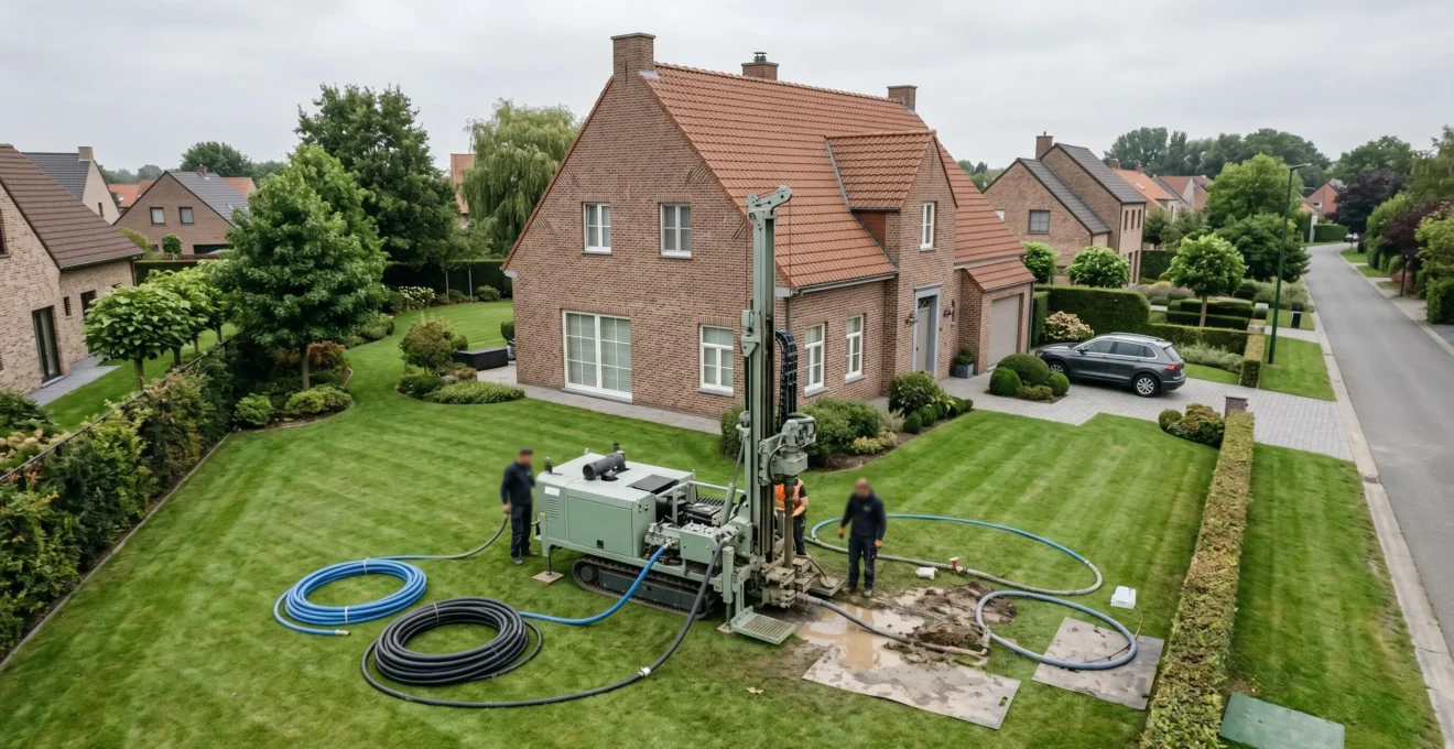 Installation de géothermie sur une propriété belge avec système de captage moderne