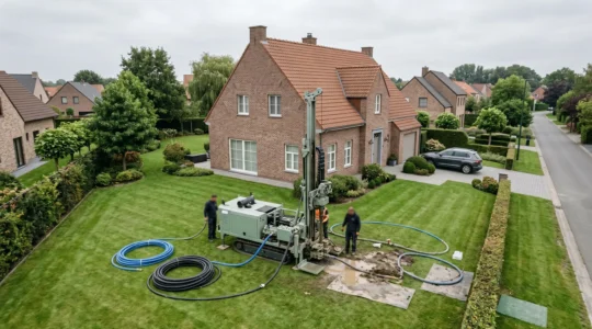 Installation de géothermie sur une propriété belge avec système de captage moderne