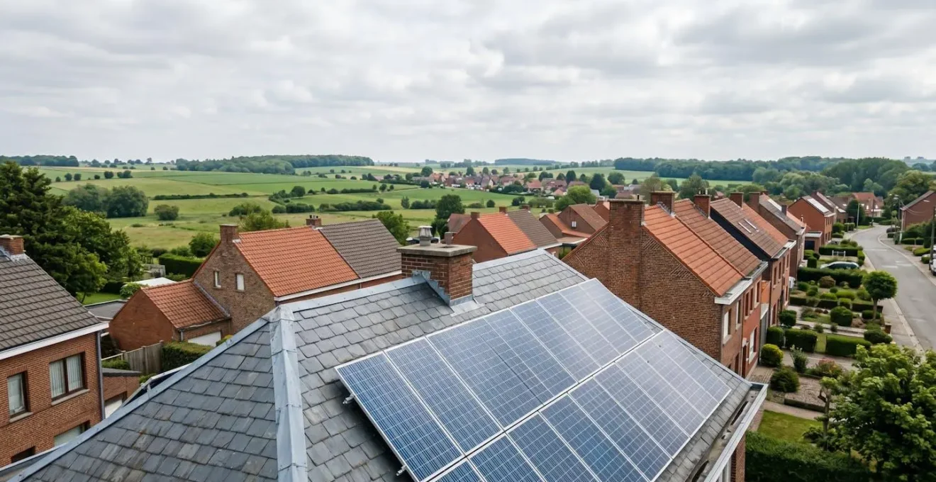 Installation de panneaux solaires sur une toiture résidentielle belge typique
