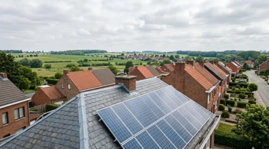 Installation de panneaux solaires sur une toiture résidentielle belge typique