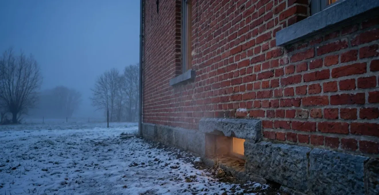 Vue en coupe d'une jonction mur-plancher dans une maison belge montrant les déperditions thermiques